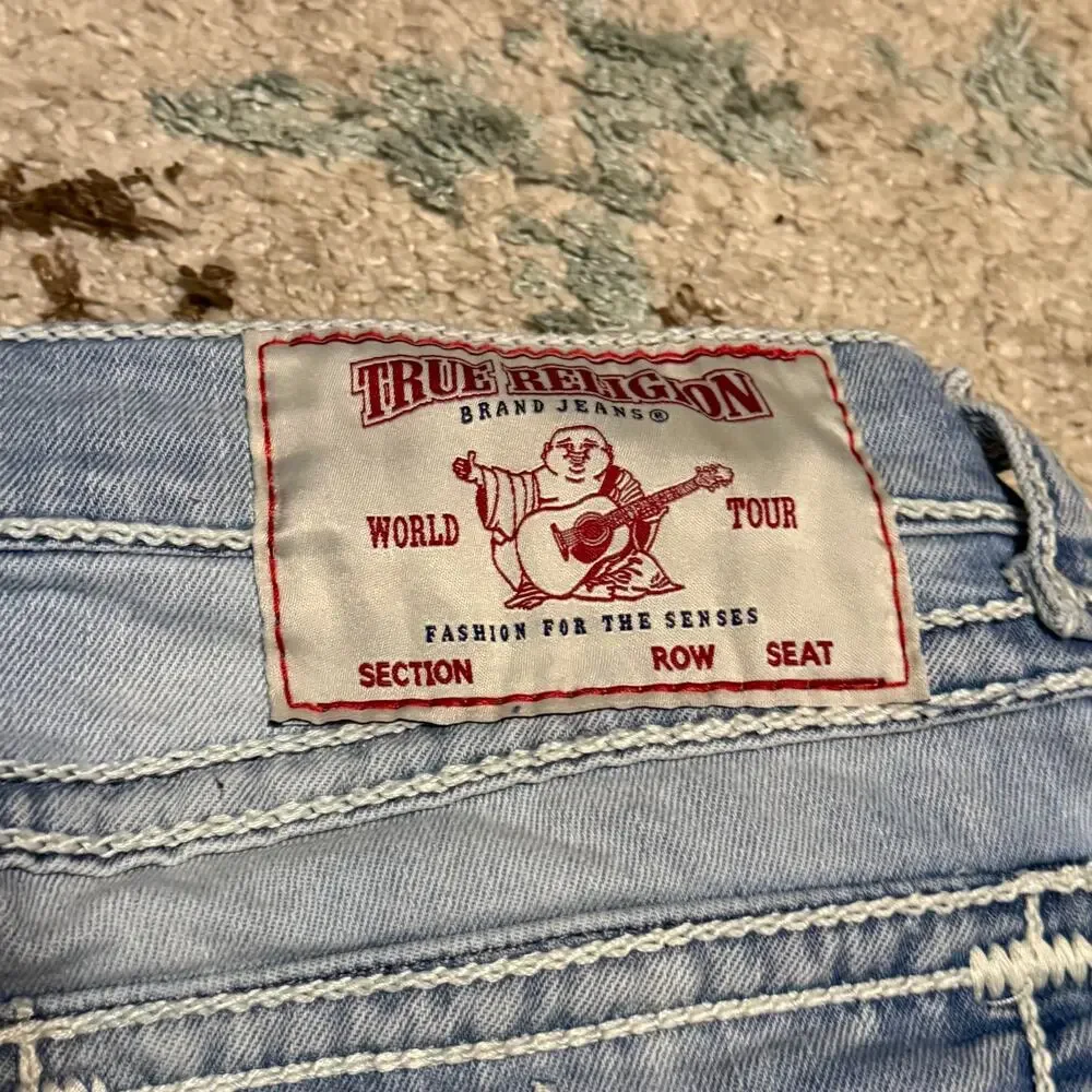 True Religion Mens Ricky Relaxed Straight Rope Stitch Jeans Size 32x33 Baggy